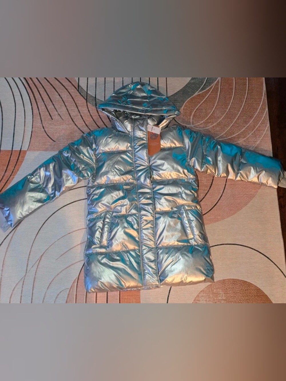 GAP Girls Heavyweight PrimaLoft® Long Puffer Jacket, Metallic Silver, XXL, NWT